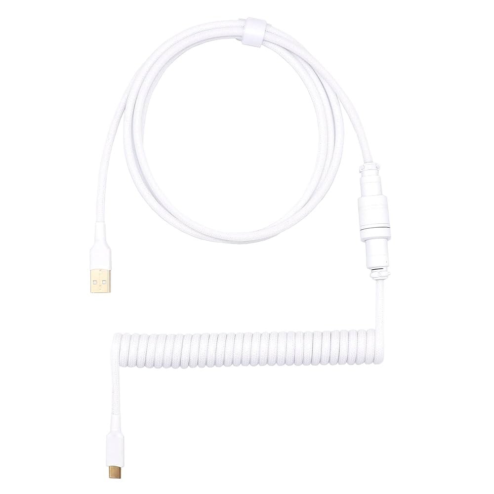 Wooting コイルケーブル ホワイト Amazon.com: Mini Custom Coiled Keyboard Cable, 8K Double